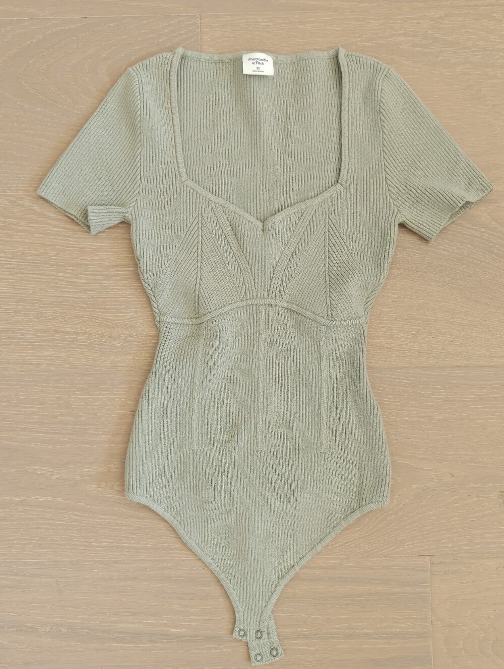 Abercrombie & Fitch Corset Sweetheart Bodysuit Top - Green
